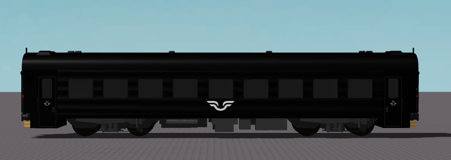 Black and Blue RC6 with passenger train wagons – Clearly Development
