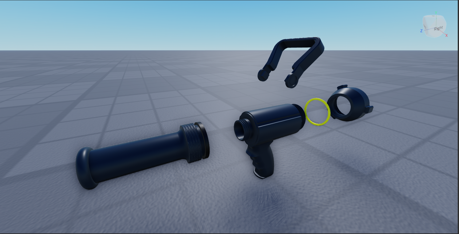 Smooth Bore Nozzle Unscripted, Ready to be animated. All Separated